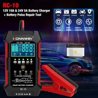 Original Konnwei RC-10 Batteriladdare 12V 24V