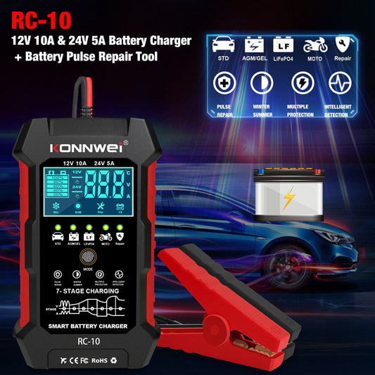 Original Konnwei RC-10 Batteriladdare 12V 24V