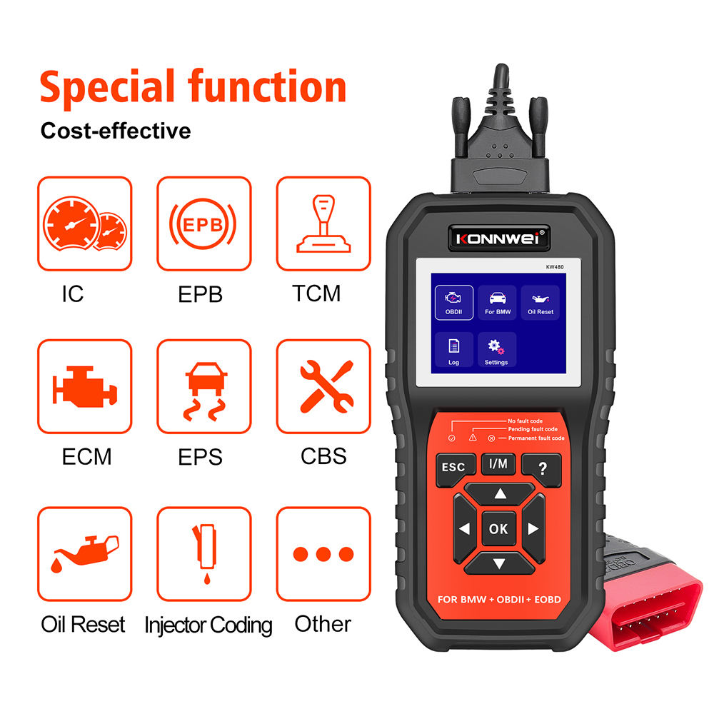 KONNWEI KW480 OBD2 Scanner för BMW - Full System Diagnostic Tool