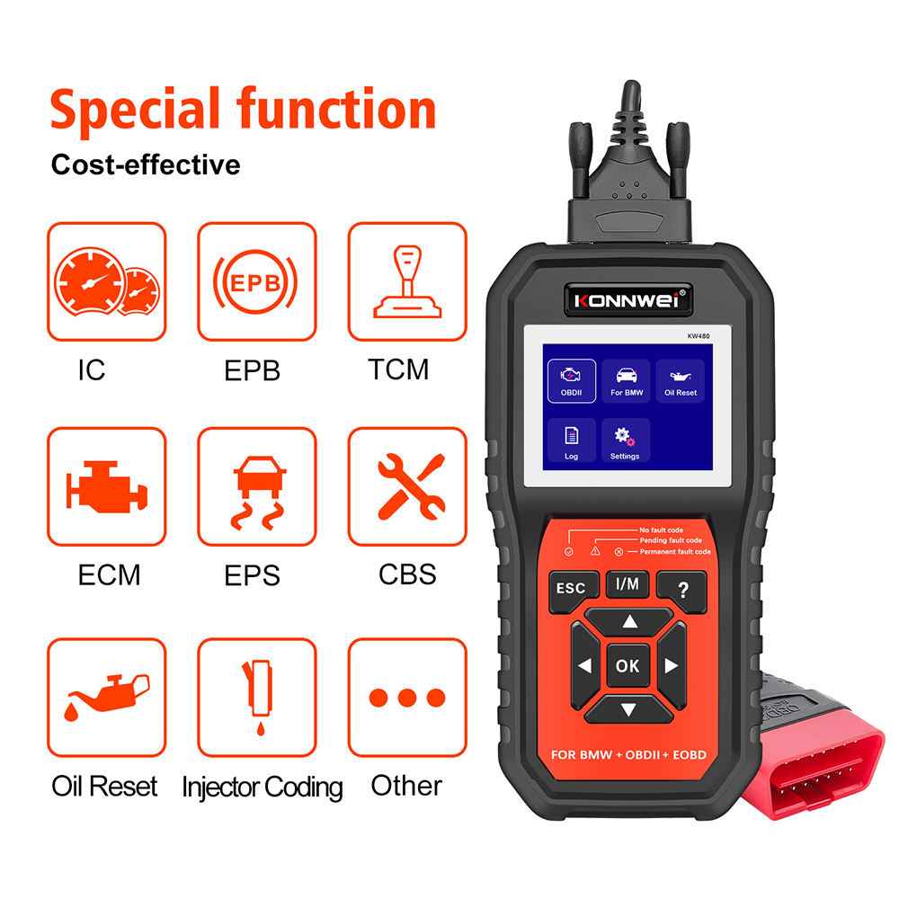 KONNWEI KW480 OBD2 Scanner för BMW - Full System Diagnostic Tool Felkodsläsare