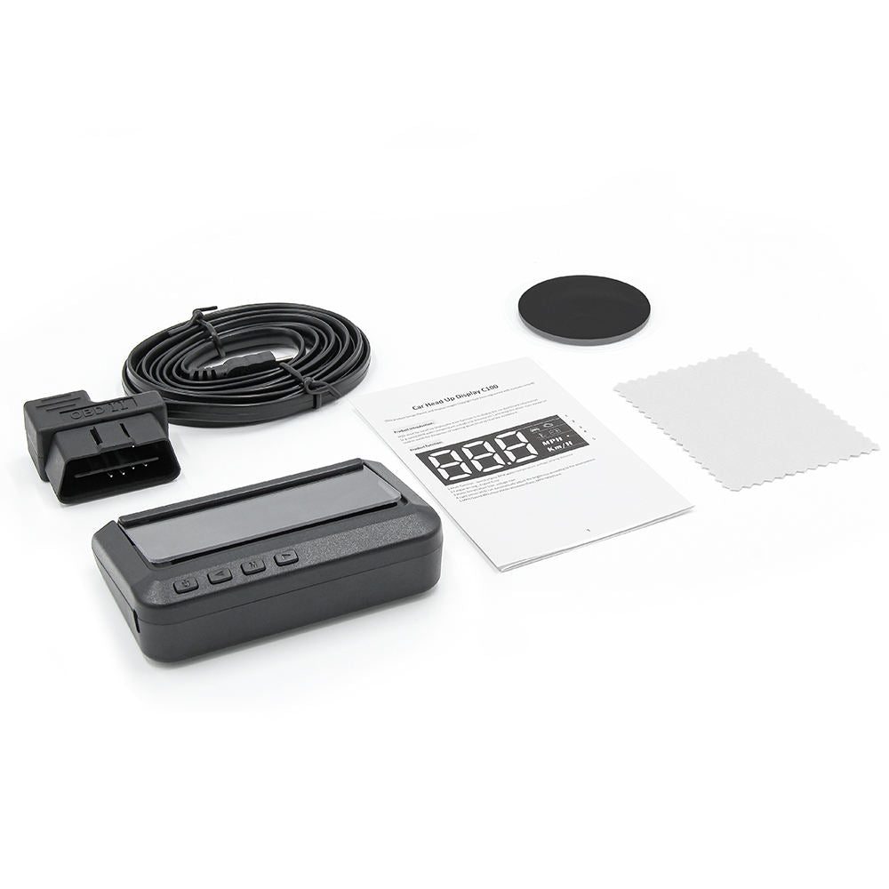 3 Tum C100 Speedometer Alarm Bil HUD Trådlös Head-Up Display OBD2