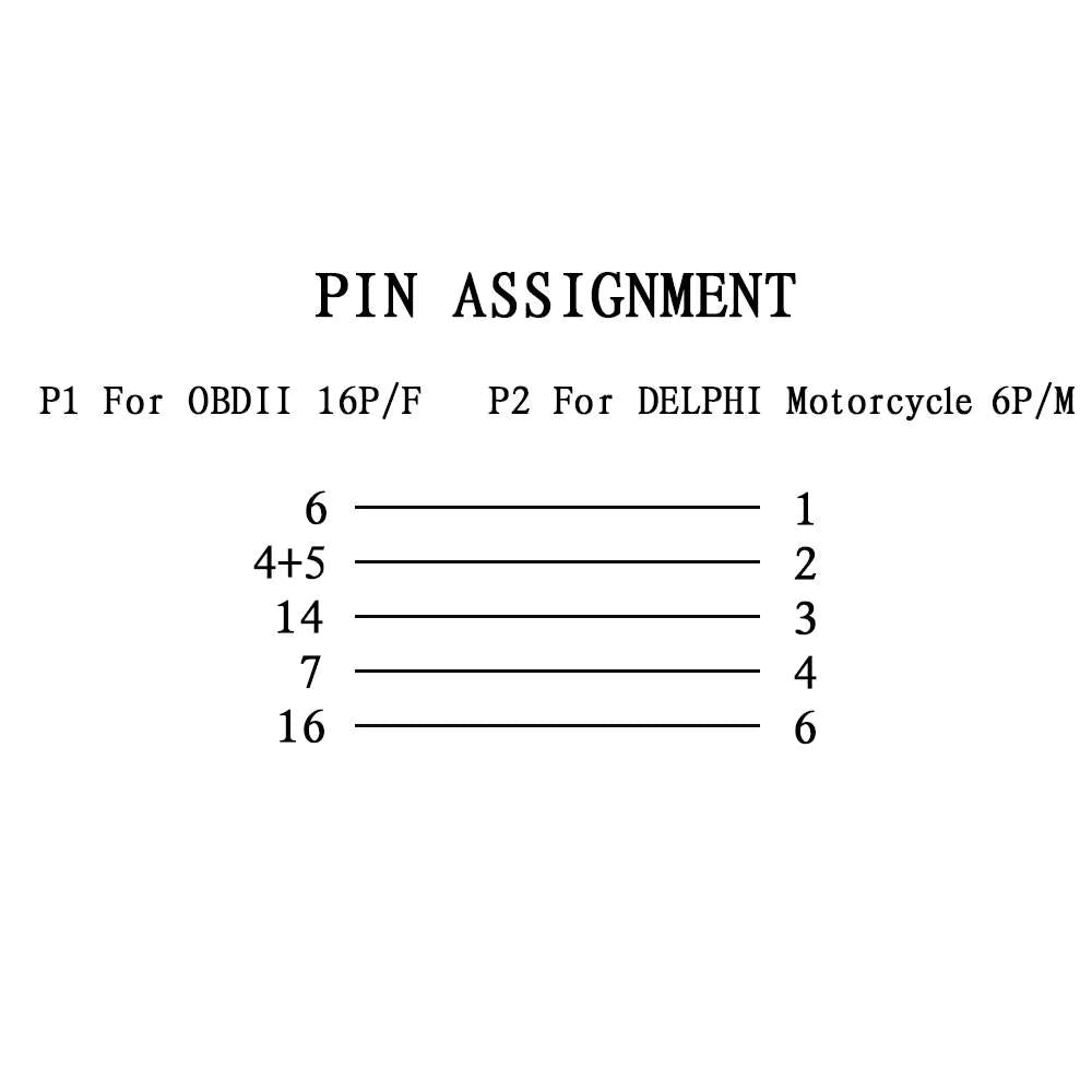 6 Pin till OBD2 16 Pin Adapterkabel för DELPH Motorcyklar