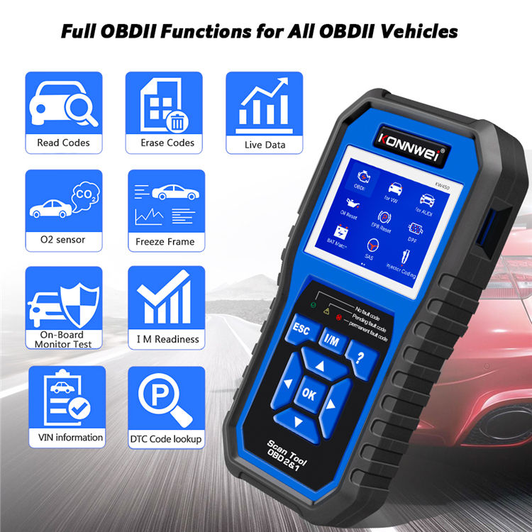 KONNWEI KW450 Full System OBD2 Scanner för VW och Audi