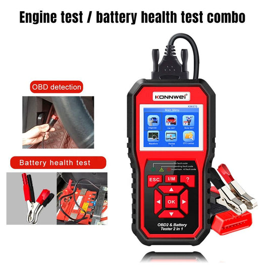 Konnwei KW870 Bil 12V Batteritestare OBDII Diagnosverktyg