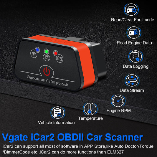 Vgate iCar2 WIFI OBD Scanner för Laptop och Mobil