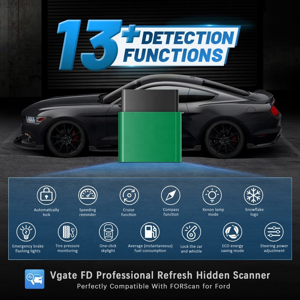 Vgate VLinker FD+ Trådlös OBD2 Diagnostikverktyg för Ford