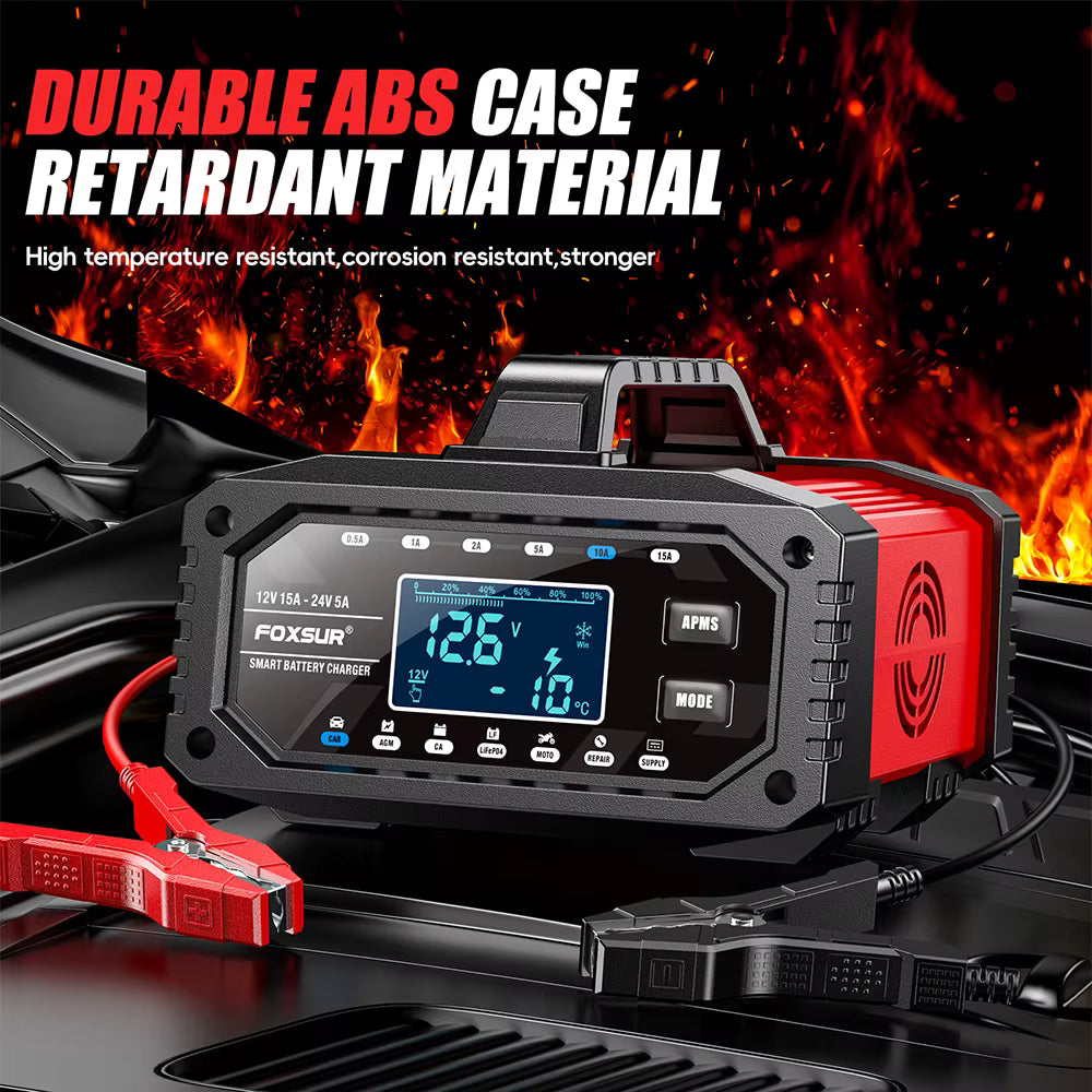 FOXSUR FAC-150 Smart Batteriladdare 12V/24V – 15A/5A