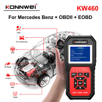 Konnwei KW460 OBD2 Bil Diagnos Scanner för Mercedes