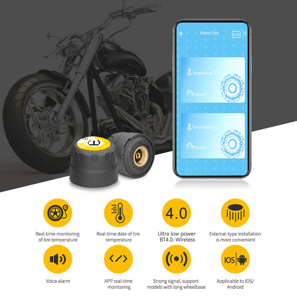 Trådlöst TPMS Däcktryck Övervakningssystem för Bil och Motorcykel