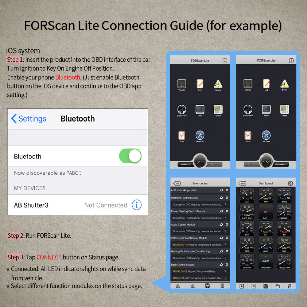 Vgate VLinker FD+ BT4.0 OBD2 Scanner för iOS Android