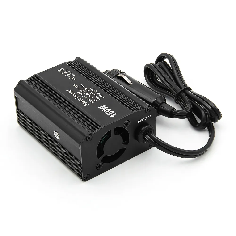 150W Bilomvandlare med Typ-C PD och USB QC3.0