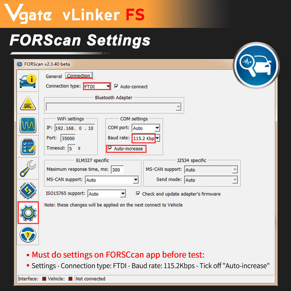 Vgate VLinker FS OBD2 Diagnostikverktyg för Ford