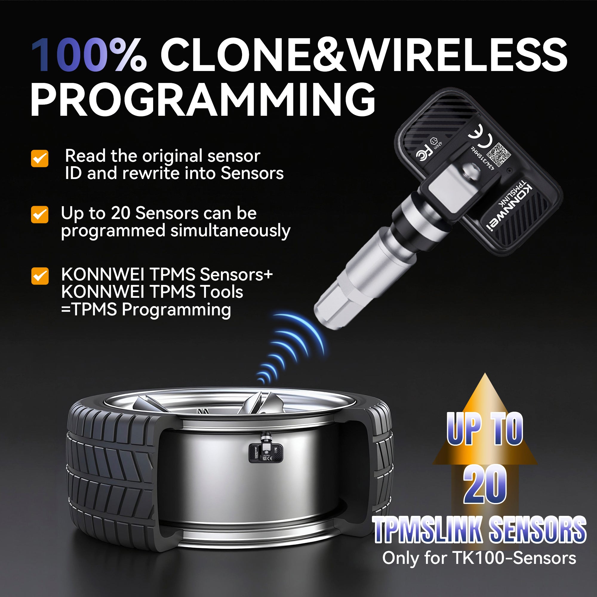 KONNWEI TPMSLINK universal TPMS-sensor 315MHz/433MHz