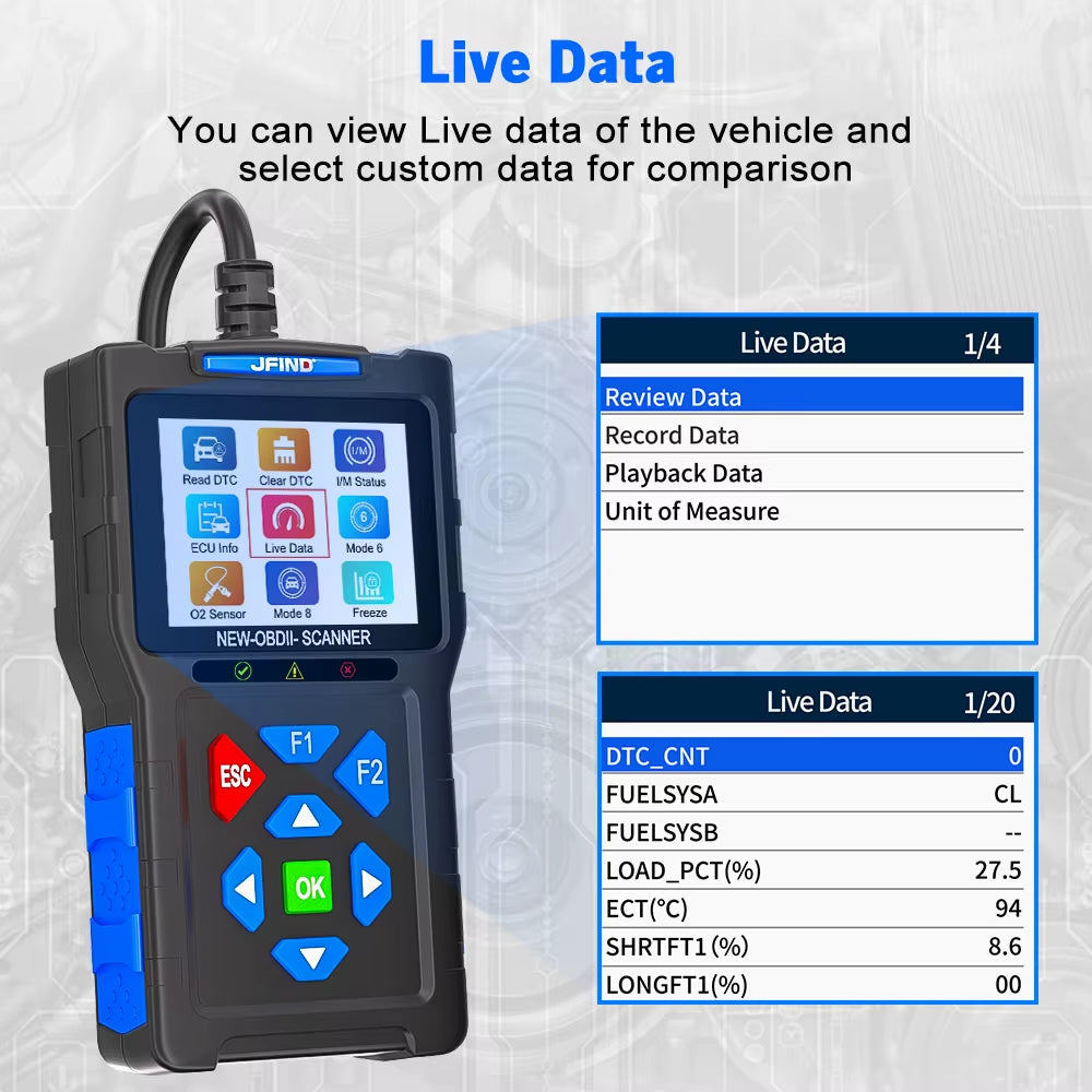 Felkodsläsare - JFIND JF700 PRO OBD2 Diagnosverktyg