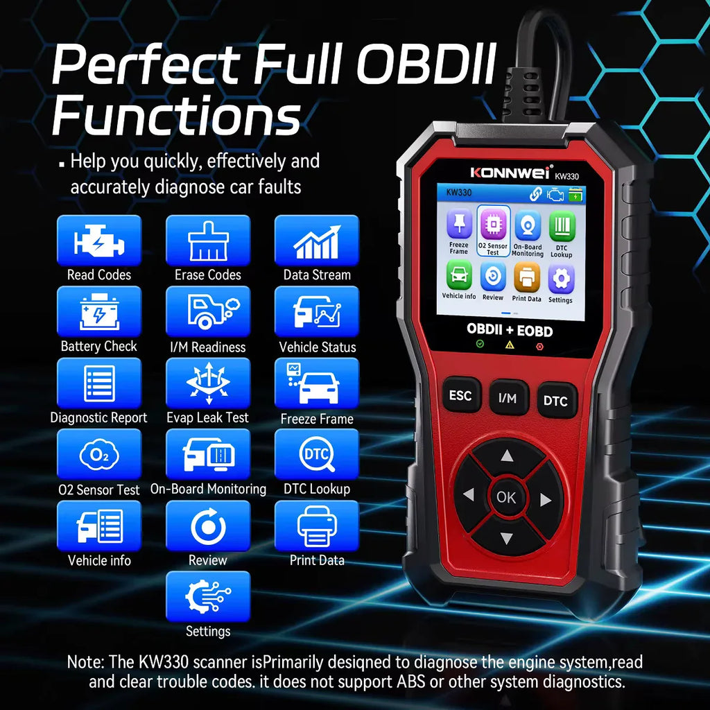 KONNWEI KW330 – OBD2/EOBD felkodsläsare (Enhanced Handheld Automotive Engine Analyzer) - Felkodsläsare