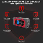 12V 24V Stort Kraft 12A Universell Bilbatteriladdare