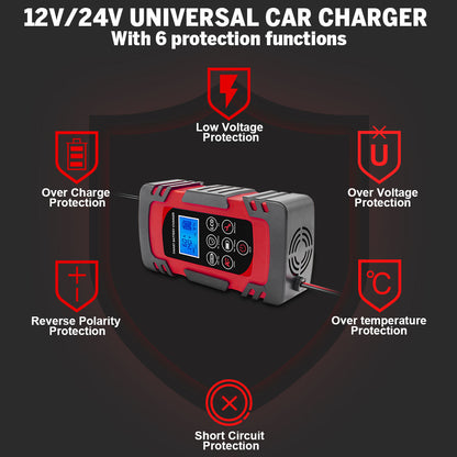 12V 24V Stort Kraft 12A Universell Bilbatteriladdare