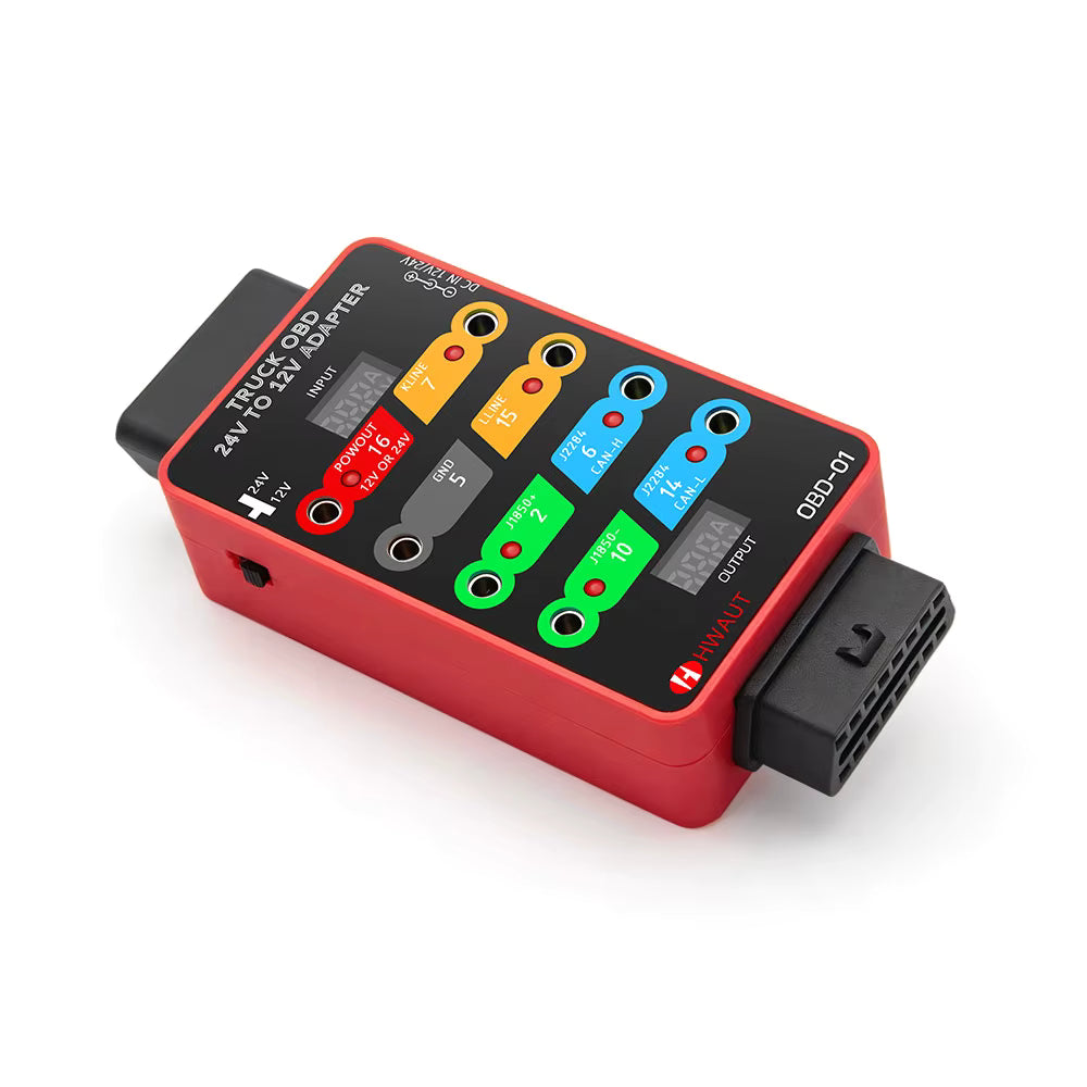 Breakout Box 24V → 12V med OBD-interface – 8-port adapter/jumper