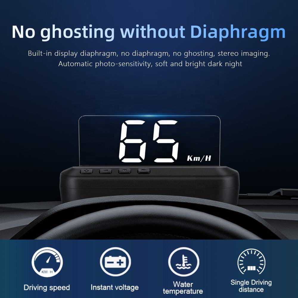3 Tum C100 Speedometer Alarm Bil HUD Trådlös Head-Up Display OBD2