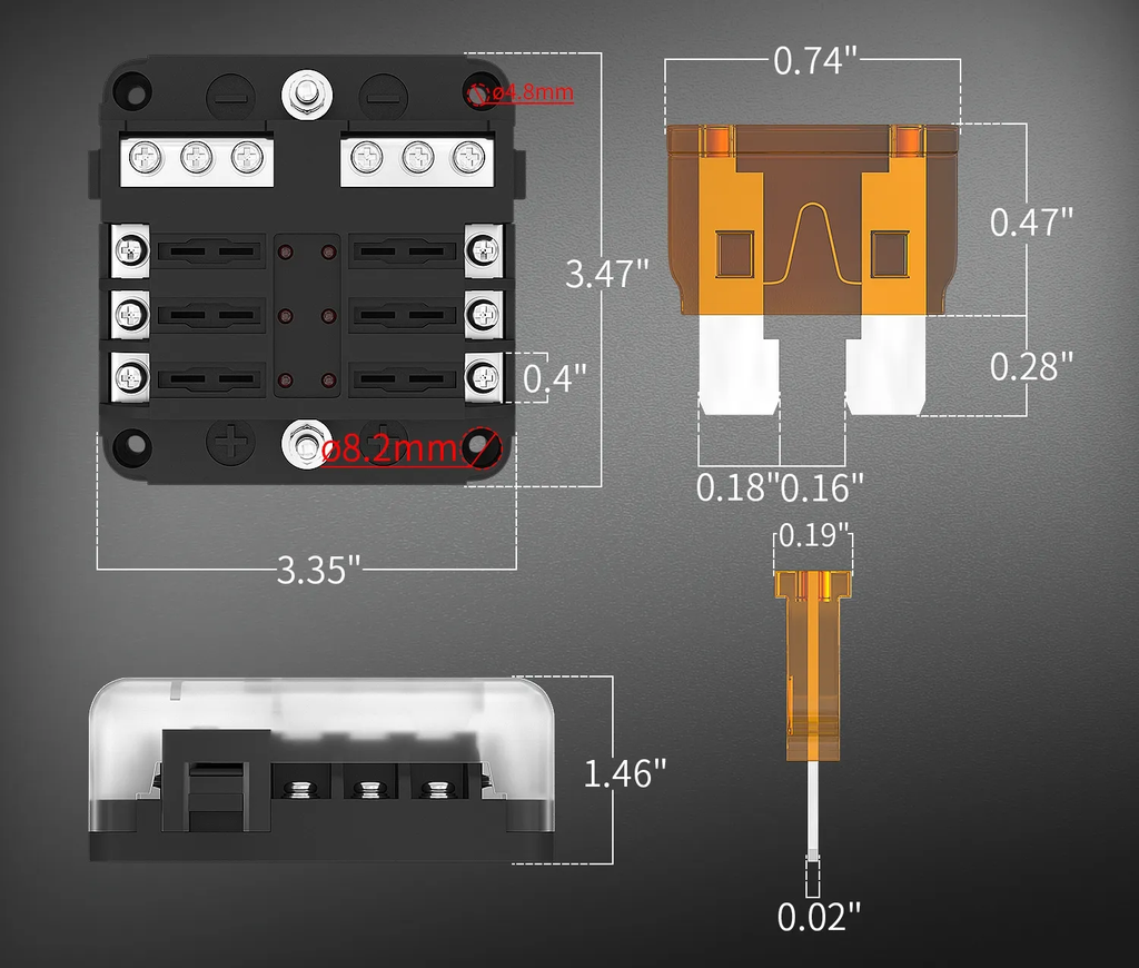 Vattentät 6-vägs Säkringsdosa 12V – Med LED-indikator & Färdiga Säkringar