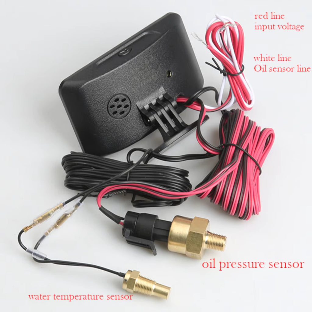 12 V/24 V 4-i-1 LCD Digitalmätare – Voltmeter, Oljetryck, Bränslenivå & Vattentemperatur med M10 NPT-sensor Tillbehör
