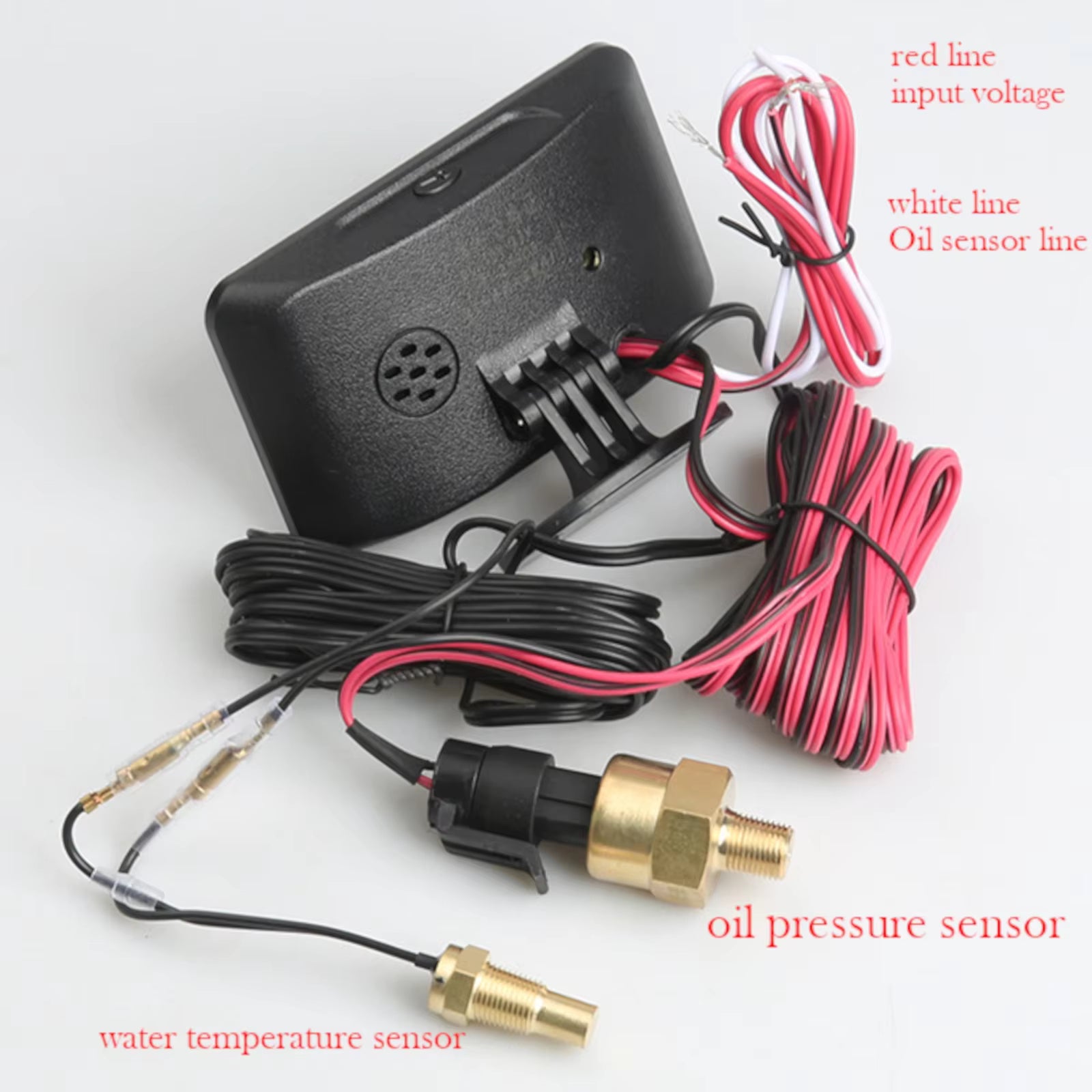 12 V/24 V 4-i-1 LCD Digitalmätare – Voltmeter, Oljetryck, Bränslenivå & Vattentemperatur med M10 NPT-sensor Tillbehör