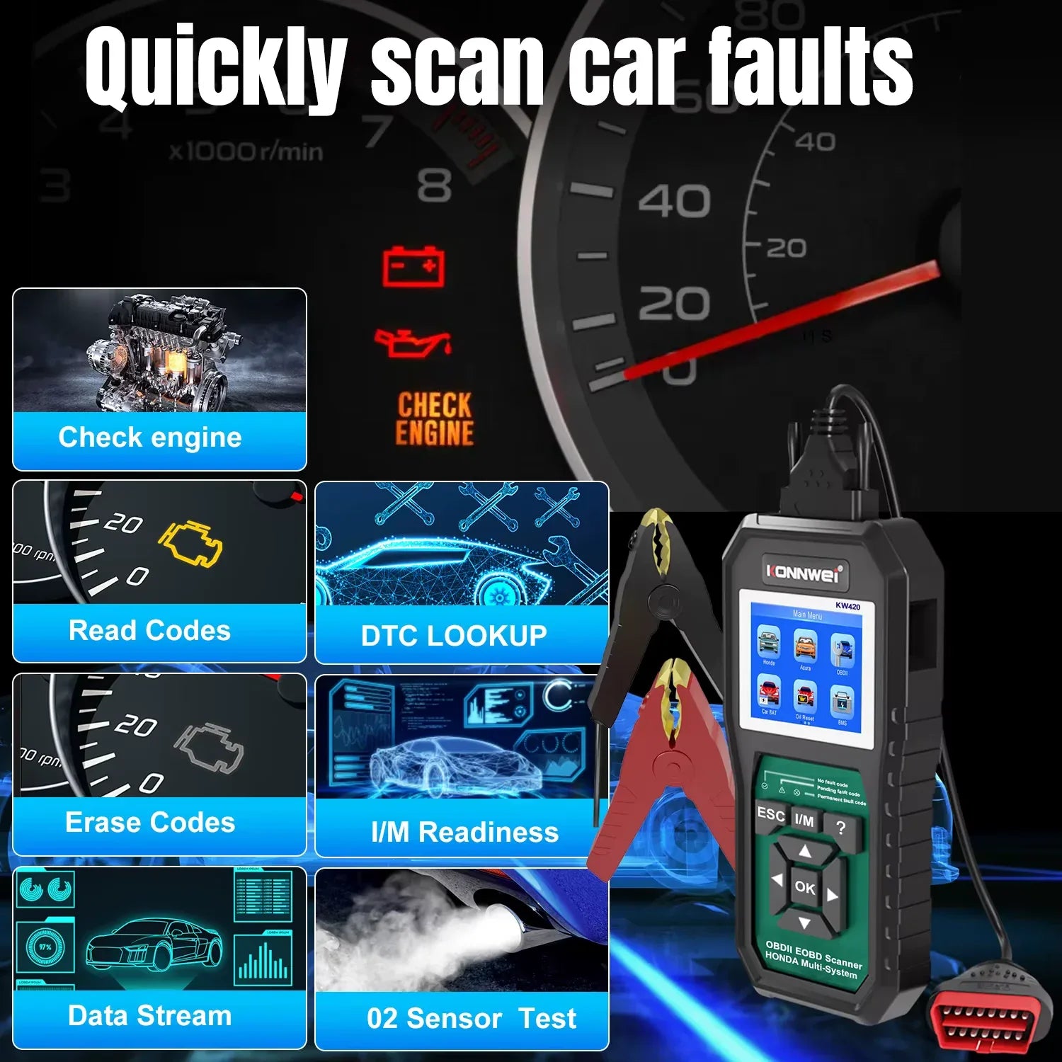 KONNWEI KW420 – Fullsystem diagnosverktyg för Honda - Felkodsläsare