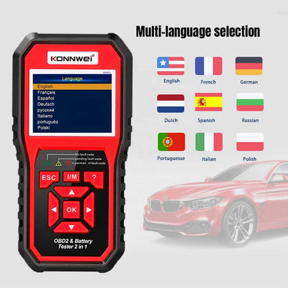 Konnwei KW870 Bil 12V Batteritestare OBDII Diagnosverktyg