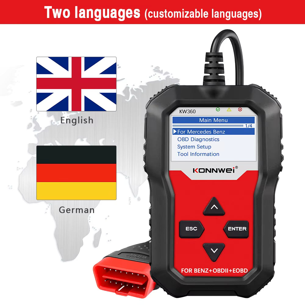 KONNWEI KW360 Full System OBD2 Diagnosverktyg för Mercedes-Benz