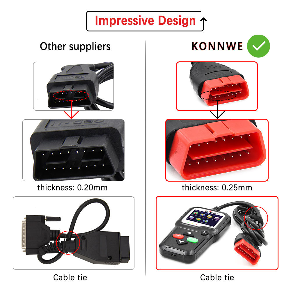 KONNWEI KW680 OBD2 Diagnostikverktyg - Läs och Rensa Felsökning