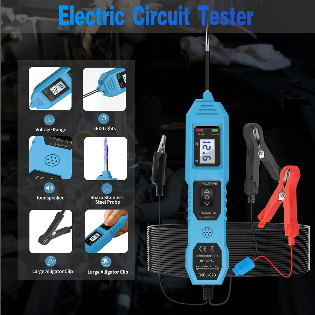 CNBJ-823 6–24V 8A Kretsprovare – LCD, polaritet, summer & arbetslampa Testverktyg