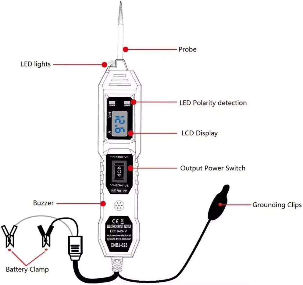 CNBJ-823 6–24V Smart Power Probe – Multifunktionellt testverktyg för fordons elsystem