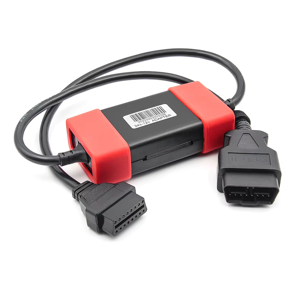 24V → 12V OBD2 adapterkabel för lastbil/diesel – för diagnos med 12V OBD2-scanners