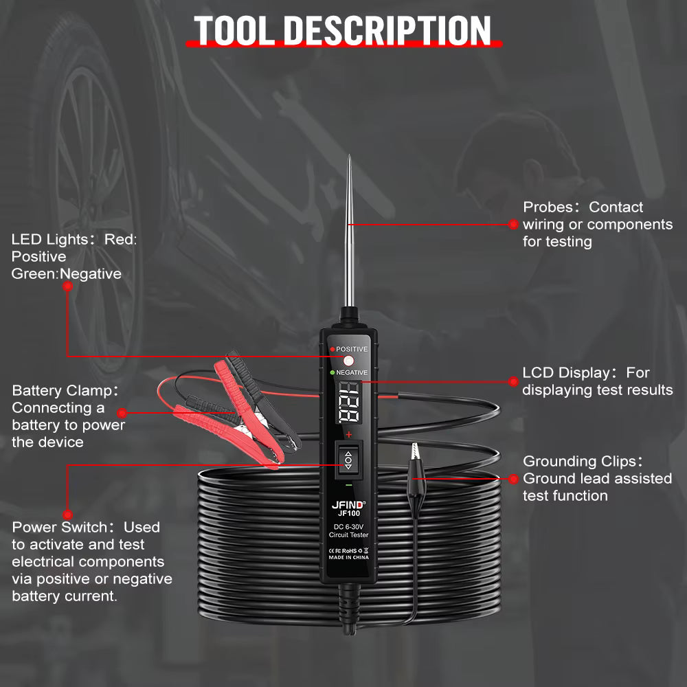 JFIND JF100 Power Probe / kretsprovare med digital display