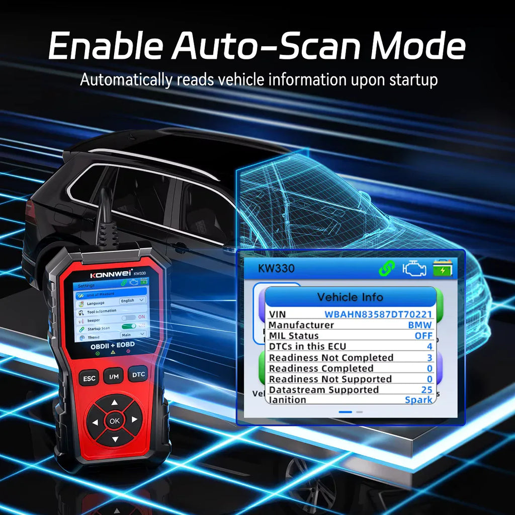 KONNWEI KW330 – OBD2/EOBD felkodsläsare (Enhanced Handheld Automotive Engine Analyzer) - Felkodsläsare