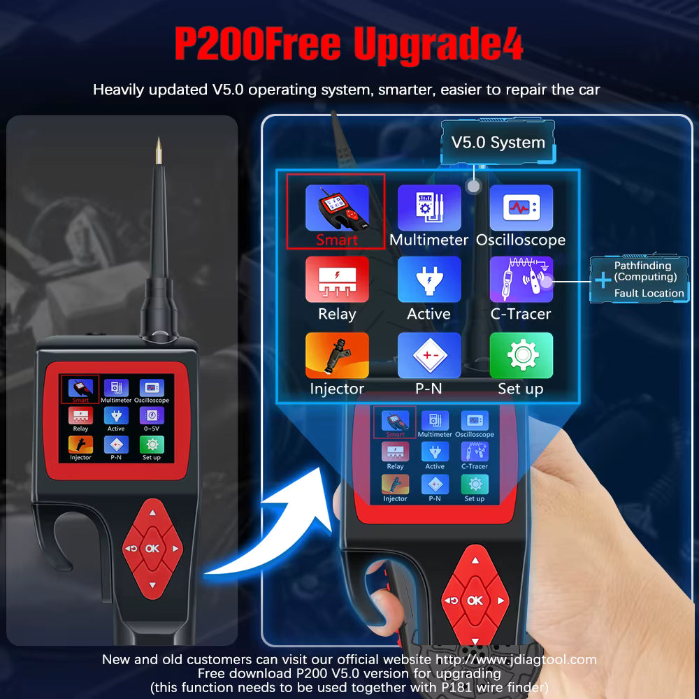 Topdiag P200 – Smart kretsprovare / Power Probe-testare med oscilloskop & batteritest (9–30V, 2,4″ TFT) Testverktyg