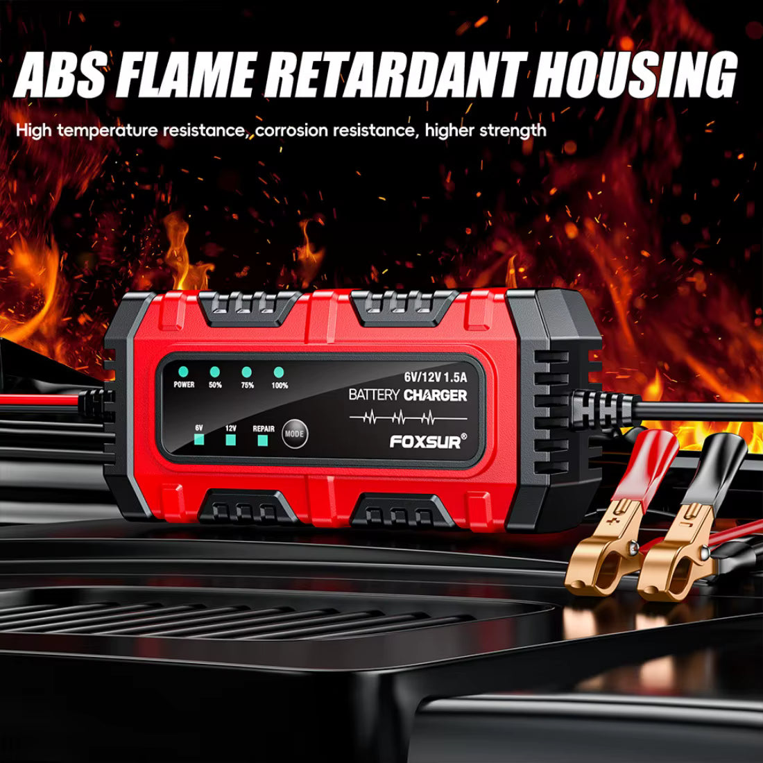 FOXSUR 6V/12V Smart Batteriladdare – Automatisk & Säker