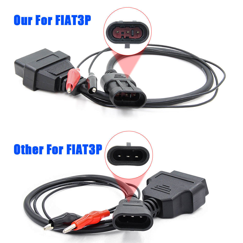 3Pin till 16 Pin OBD OBD2 adapterKabel för Fiat, Alfa, Lancia
