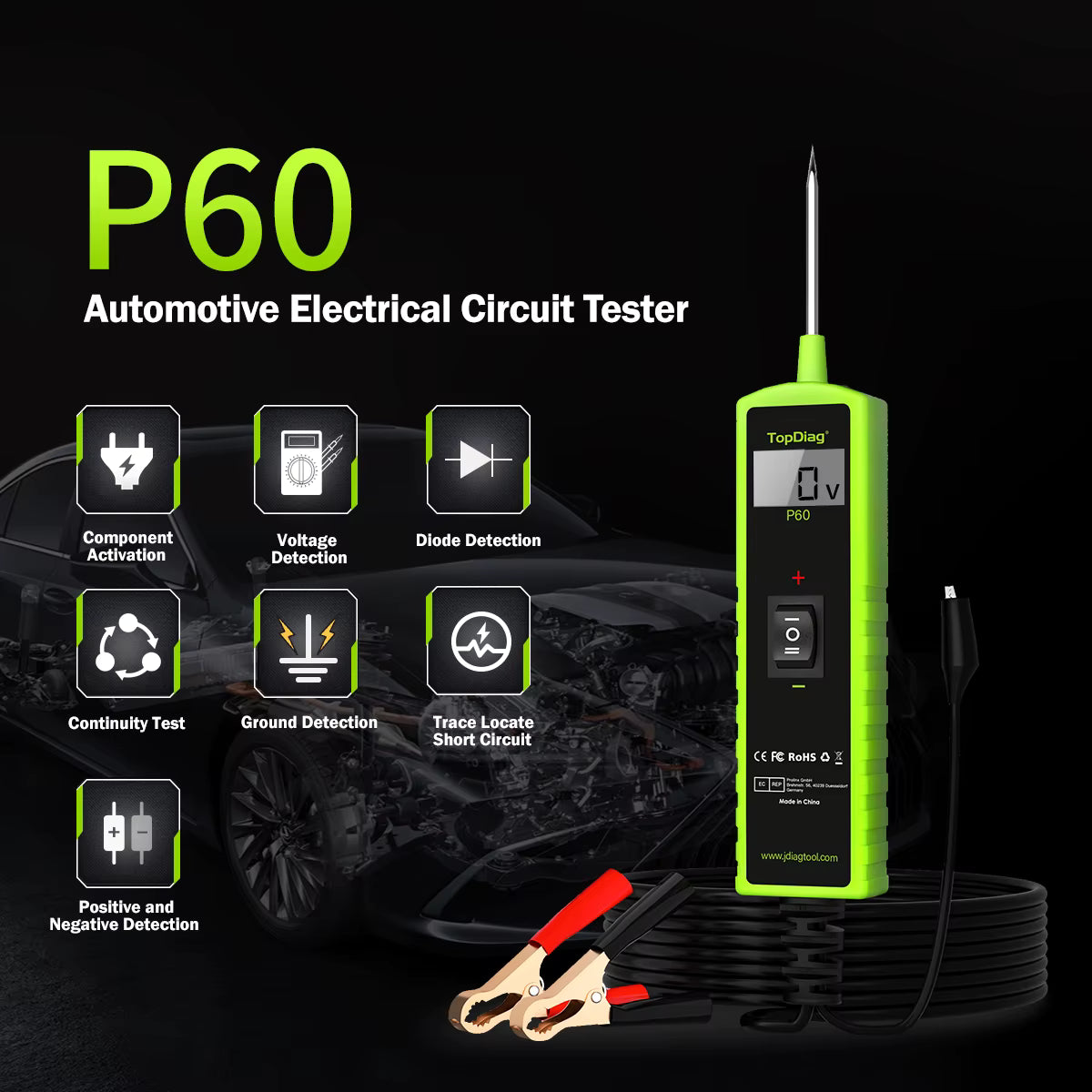 TopDiag P60 Automotive Circuit Tester Probe 6-30V