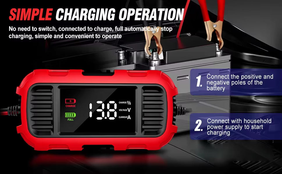 Pulse Repair 12V/2A blybatteriladdare (FOXSUR FBC1202E) Tillbehör