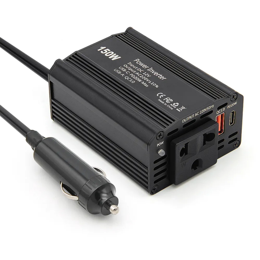 150W Bilomvandlare med Typ-C PD och USB QC3.0
