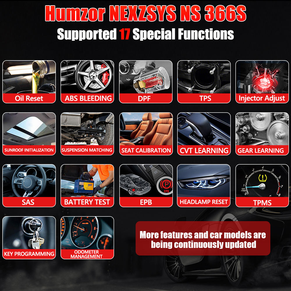 HUMZOR NexzSYS NS366S OBD2 Scanner - Professionell Bil Diagnosverktyg