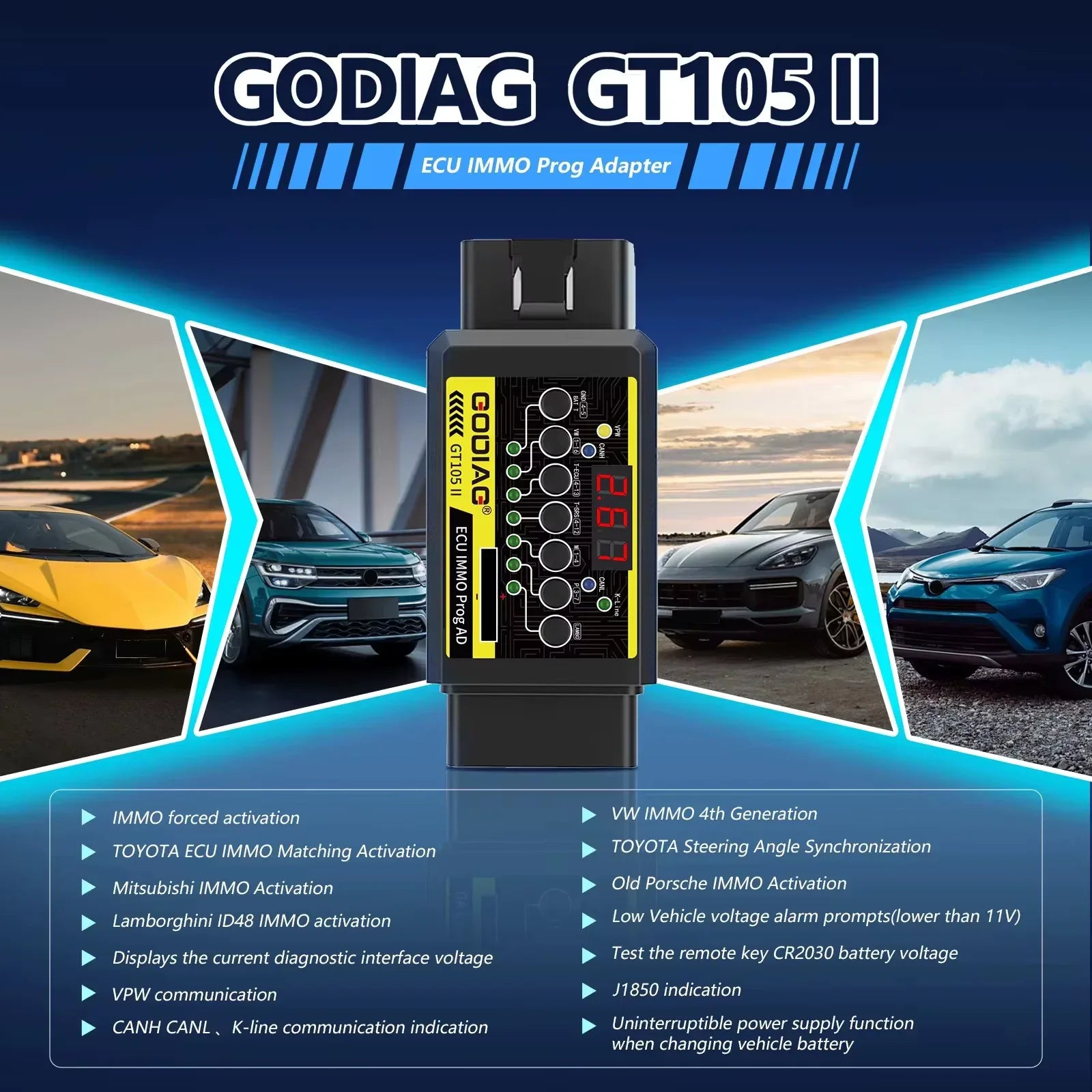 GODIAG GT105 II – OBD Break Out Box för ECU-diagnos - Felkodsläsare