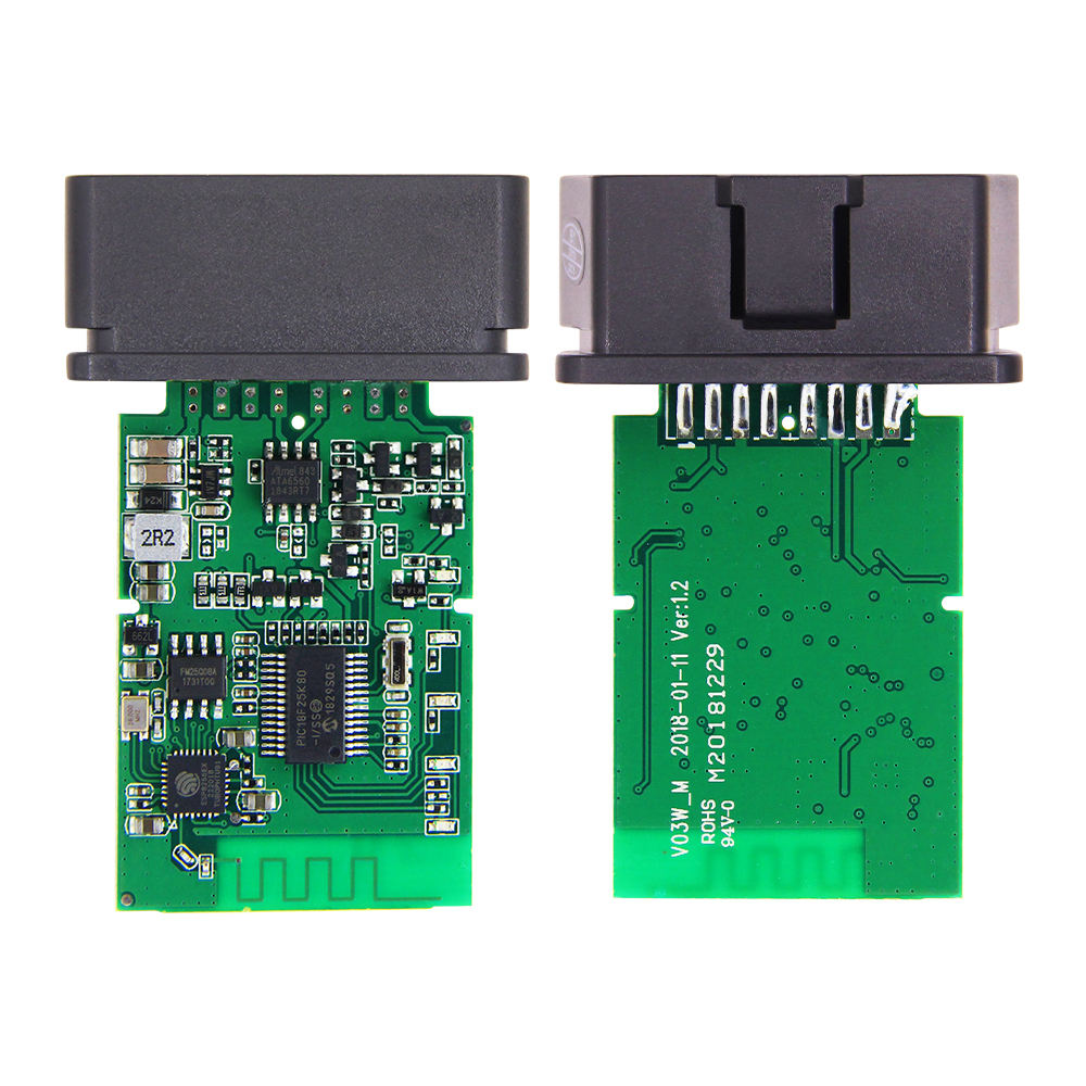 Black Label ELM327 WiFi OBD2 Adapter med PIC18F25K80 Chip – Felsökning & Diagnos för iOS, Android & Windows
