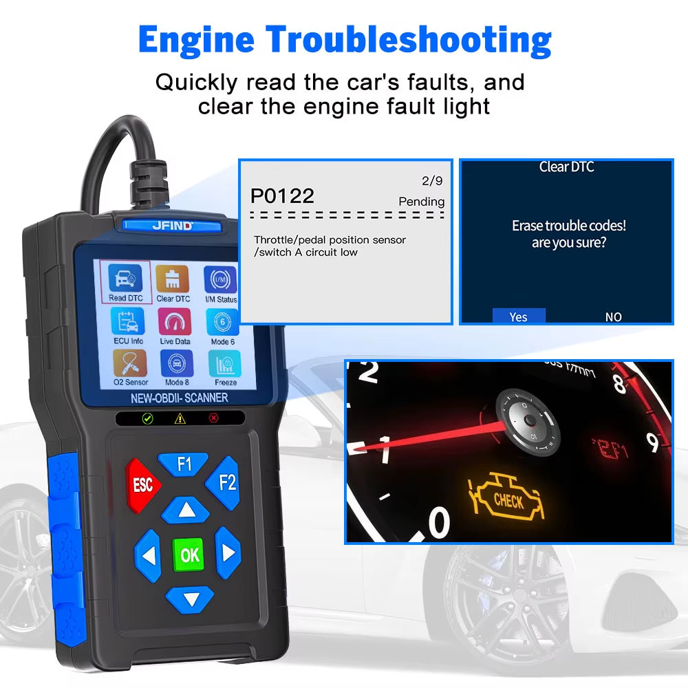Felkodsläsare - JFIND JF700 PRO OBD2 Diagnosverktyg