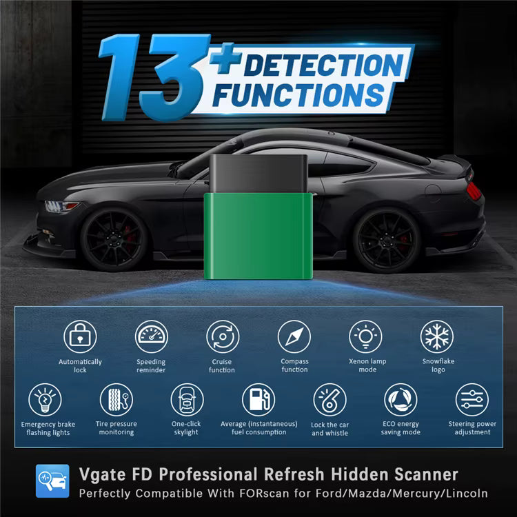 Vgate vLinker FD BT 3.0 OBD2-adapter – MS-CAN OBD-II för Ford/Forscan Felkodsläsare