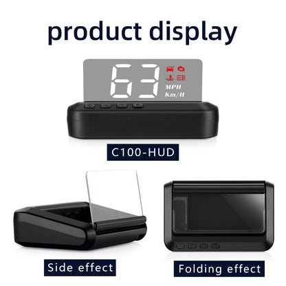 3 Tum C100 Speedometer Alarm Bil HUD Trådlös Head-Up Display OBD2