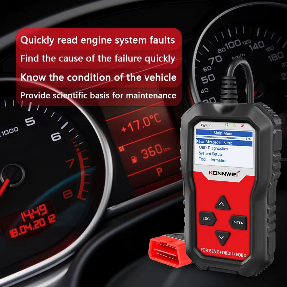KONNWEI KW360 Full System OBD2 Diagnosverktyg för Mercedes-Benz