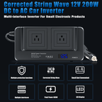 200W Bilväxelriktare med 2 AC Uttag och 4 USB-portar
