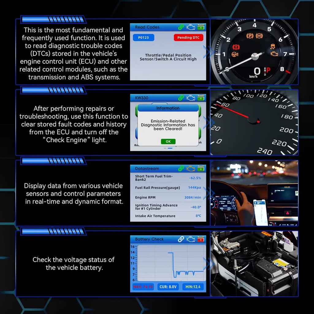 KONNWEI KW330 – OBD2/EOBD felkodsläsare (Enhanced Handheld Automotive Engine Analyzer) - Felkodsläsare